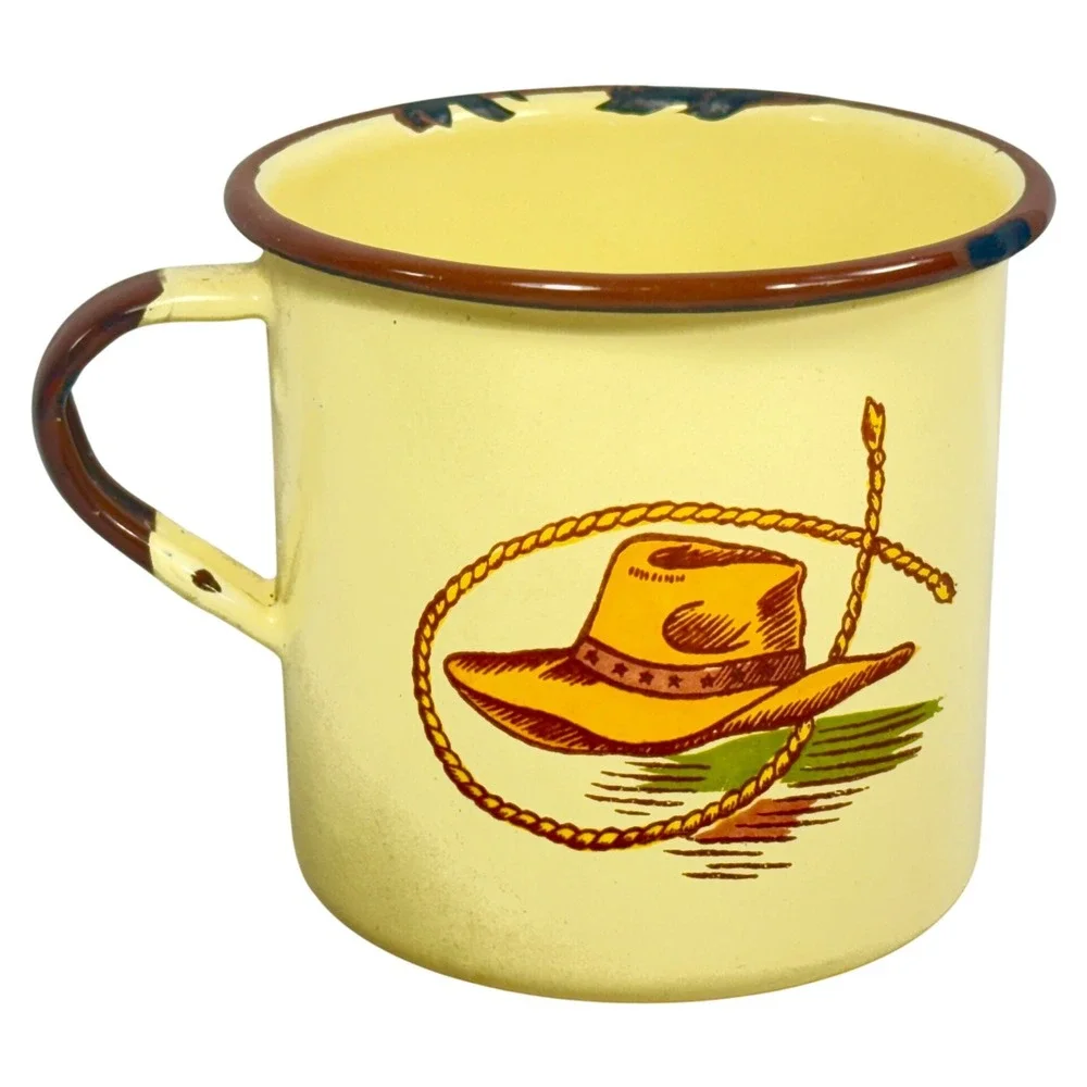 Vintage Monterrey Western Ware‎ Enamelware Mugs Set of 2
